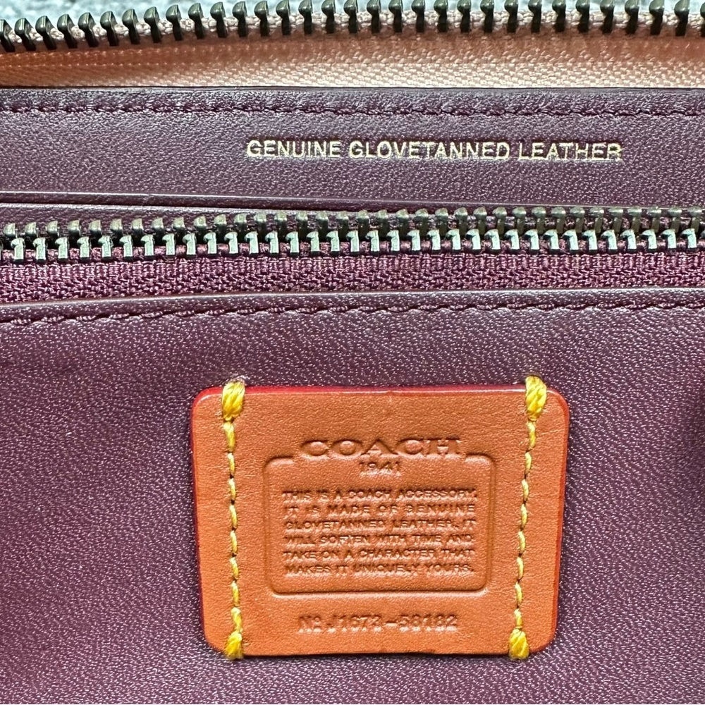 Coach Meadowlark Songbird Large Accordion Women Beading Stitching Leather Wallet - Picture 10 of 16